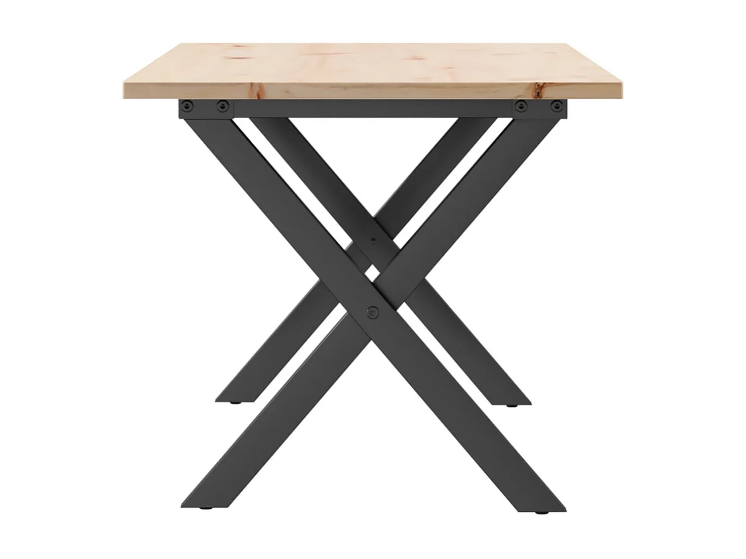 Mesa de centro con estructura en X 90x40x45 cm madera maciza de pino y acero