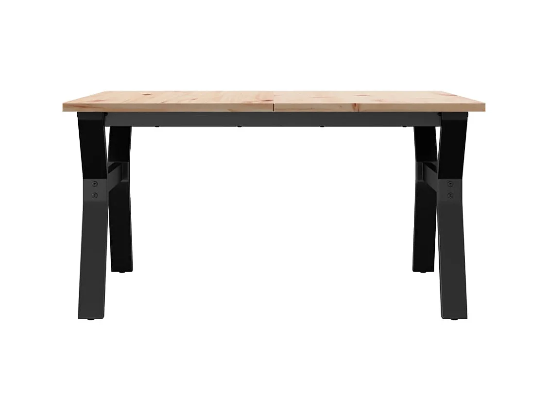 Table basse cadre en Y 80x80x45 cm bois de pin massif et acier