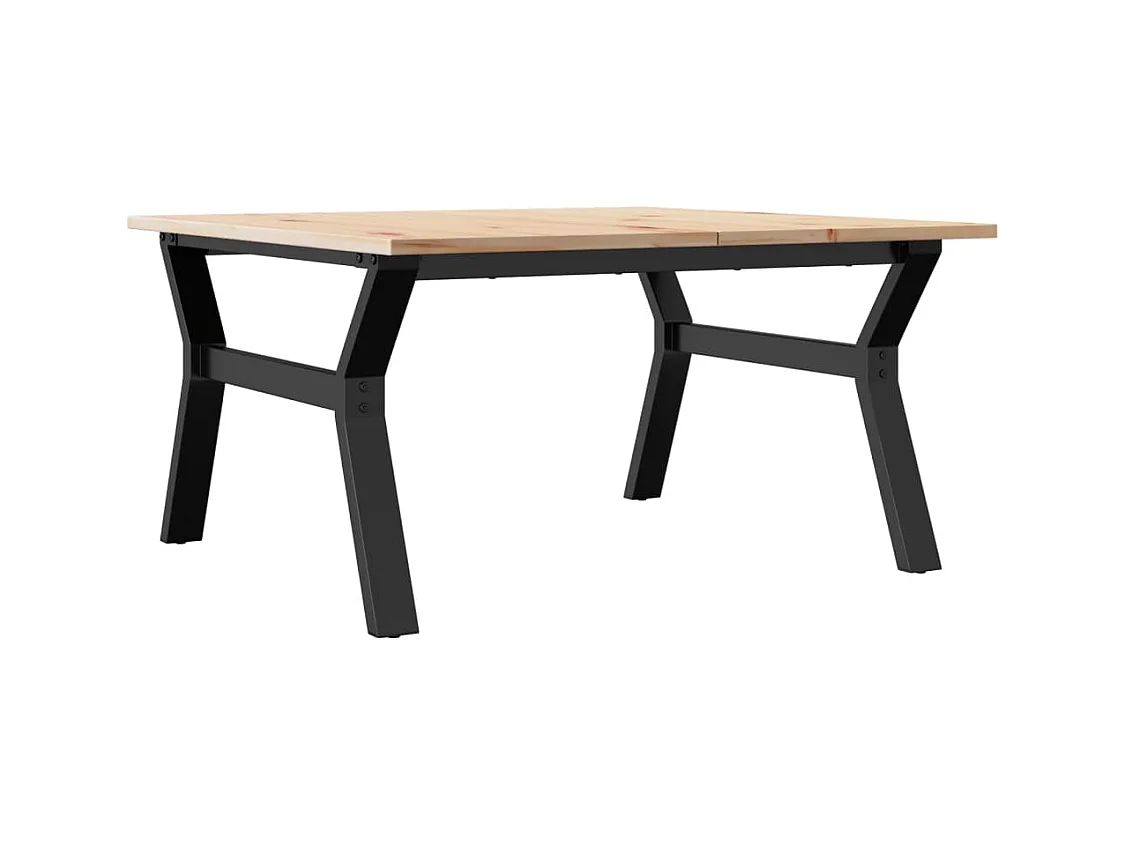 Table basse cadre en Y 80x80x45 cm bois de pin massif et acier
