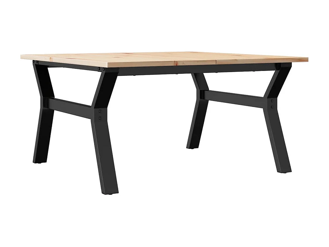 Mesa de centro con estructura en Y 80x80x45 cm madera maciza de pino y acero