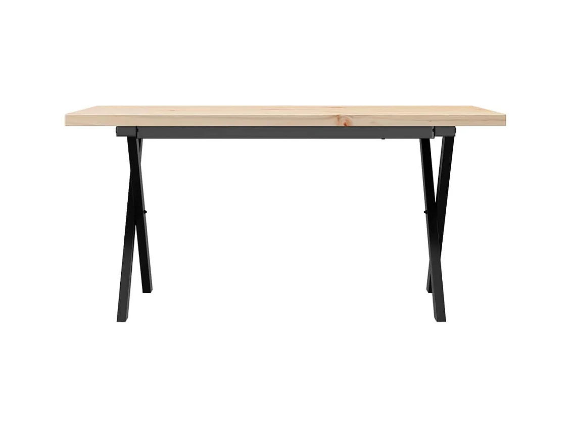 Table basse cadre en X 90x40x45,5cm bois de pin massif et acier