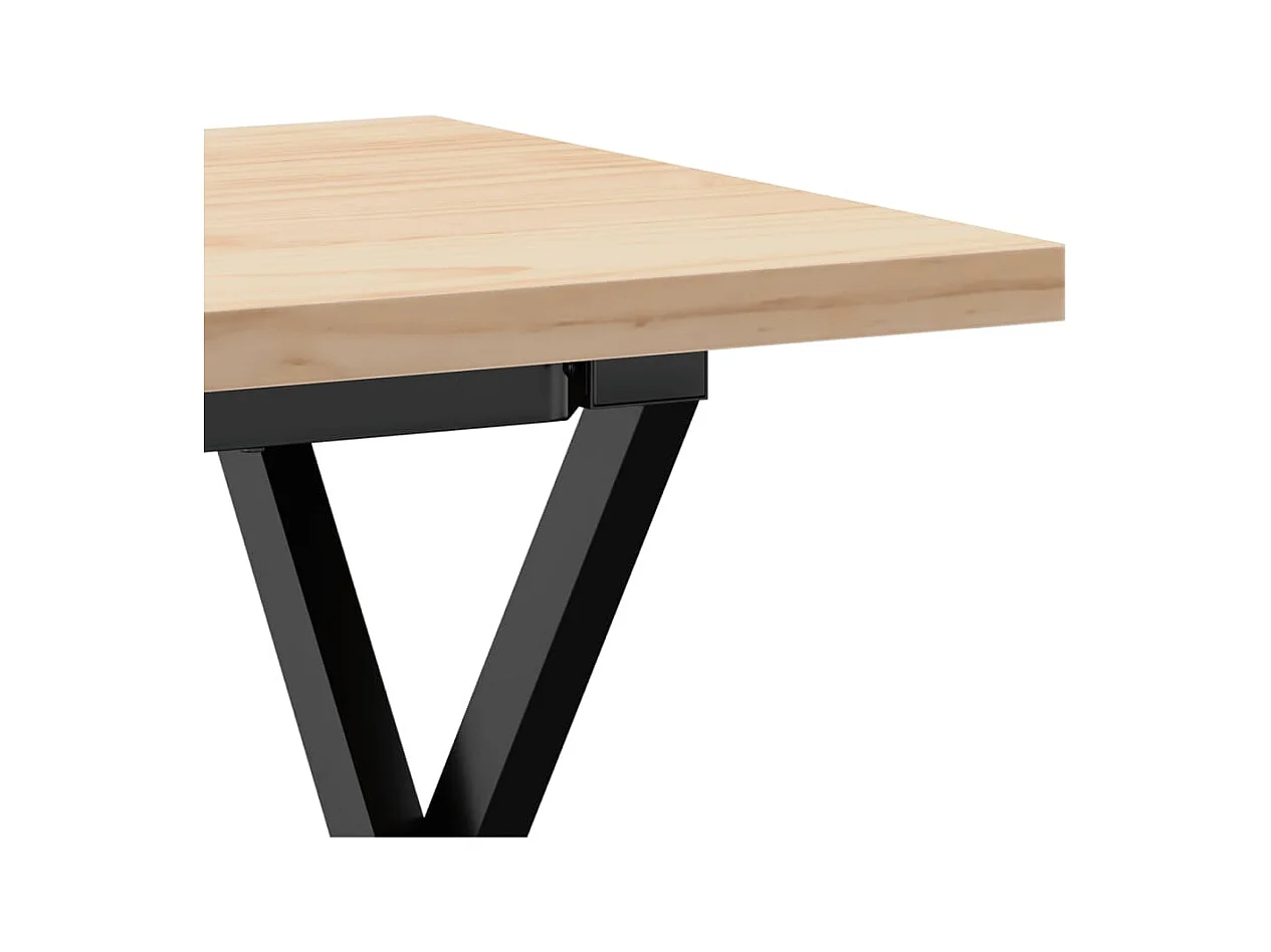 Table basse cadre en X 90x40x45,5cm bois de pin massif et acier
