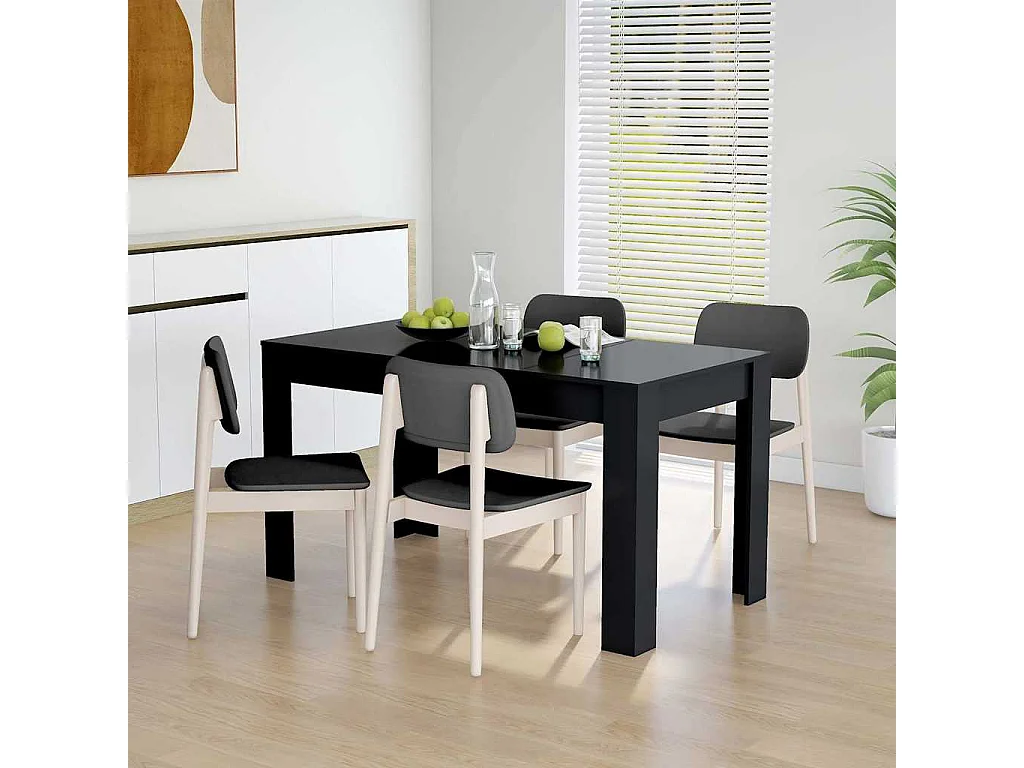 Mesa de comedor negra 140x74,5x76 cm Madera de ingeniería