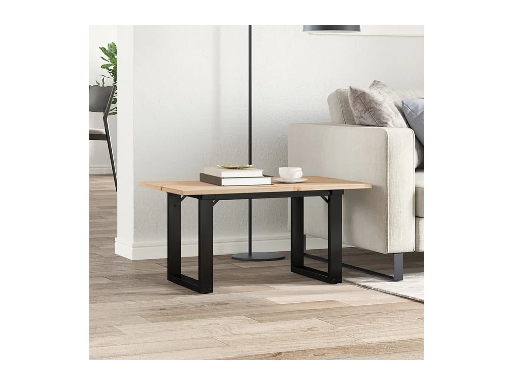 O-vormig frame salontafel 80x50x40 cm massief grenenhout en staal