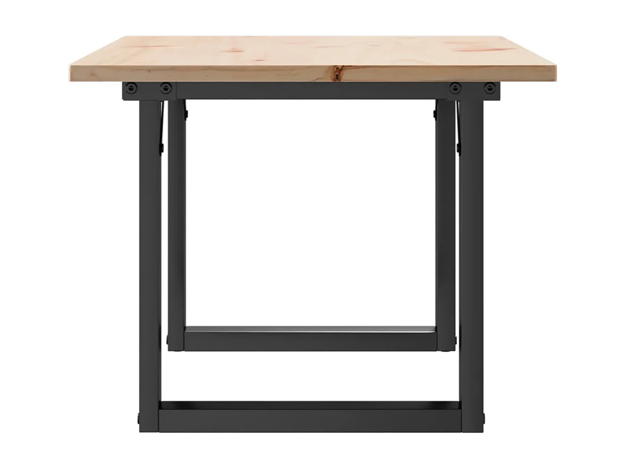 Mesa de centro con estructura en forma de O 80x50x40 cm madera maciza de pino y acero
