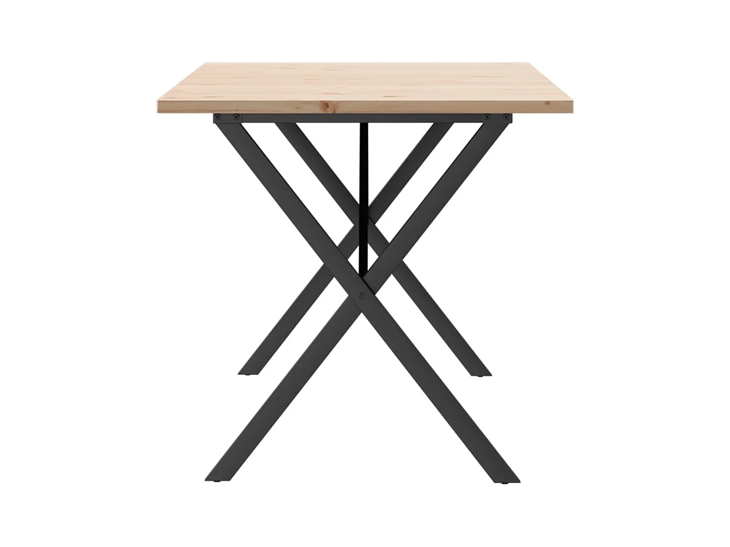 Table à manger cadre en X 140x80x75,5 cm bois pin massif acier