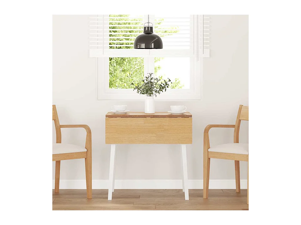 Table à manger blanc bois massif et caoutchouc