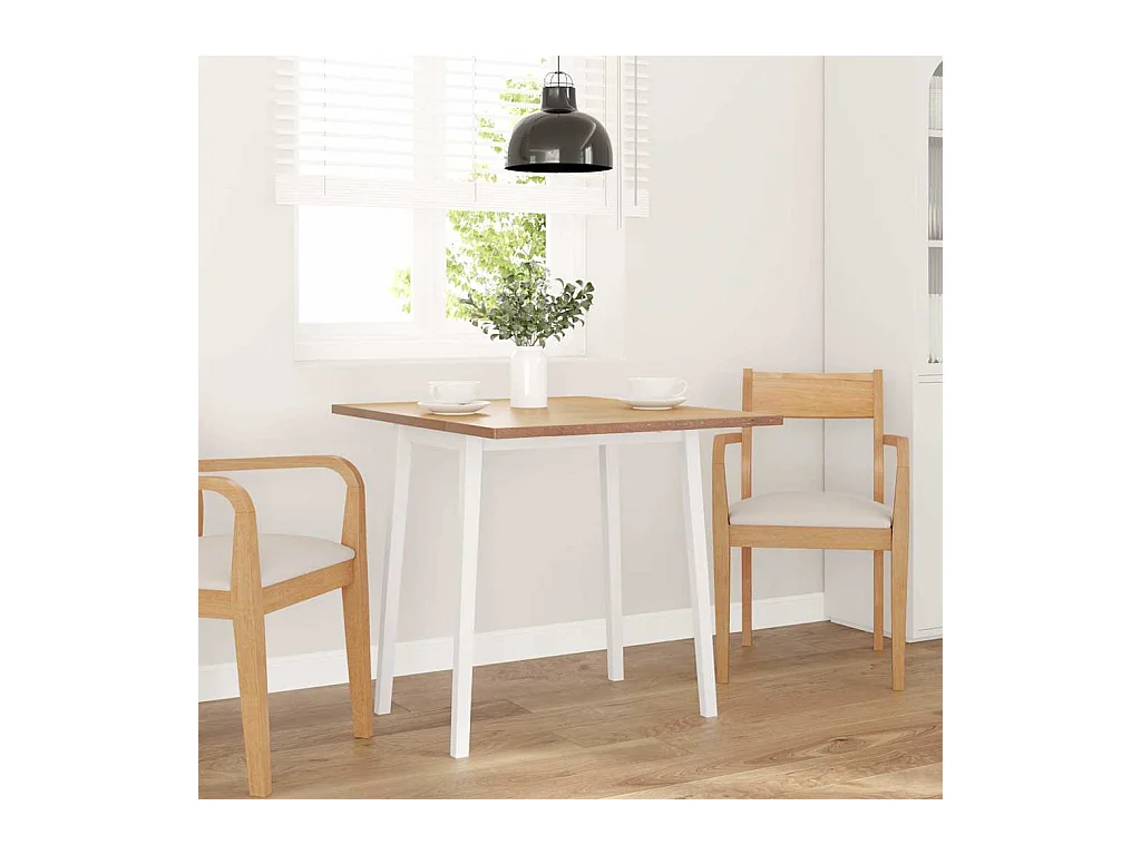 Table à manger blanc bois massif et caoutchouc