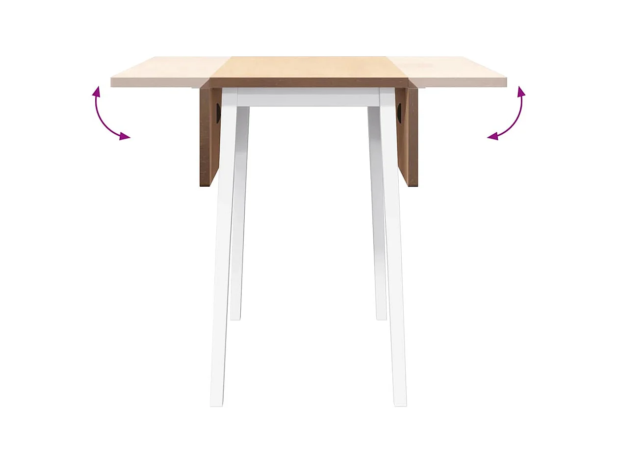 Table à manger blanc bois massif et caoutchouc