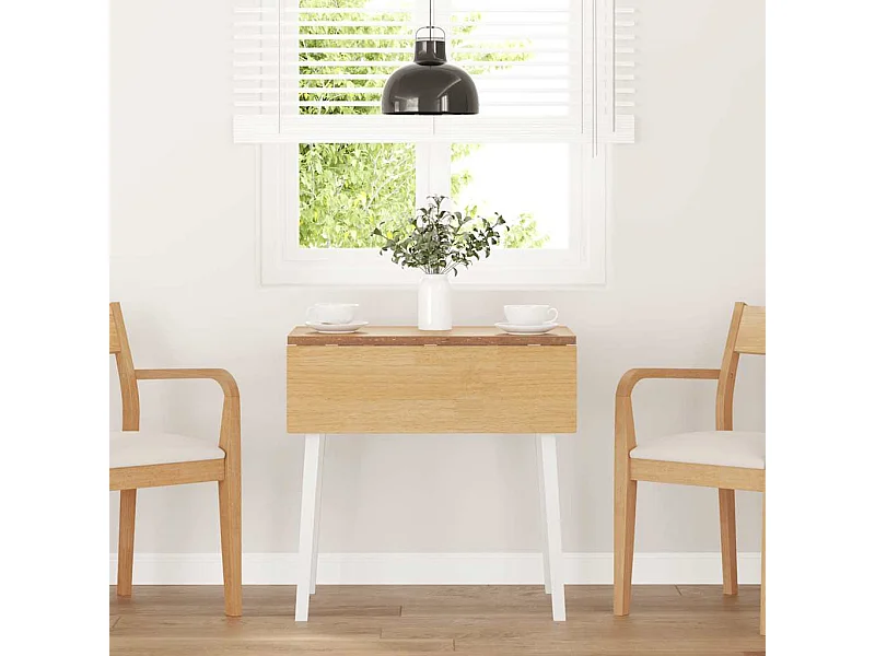 Witte eettafel van massief hout en rubber