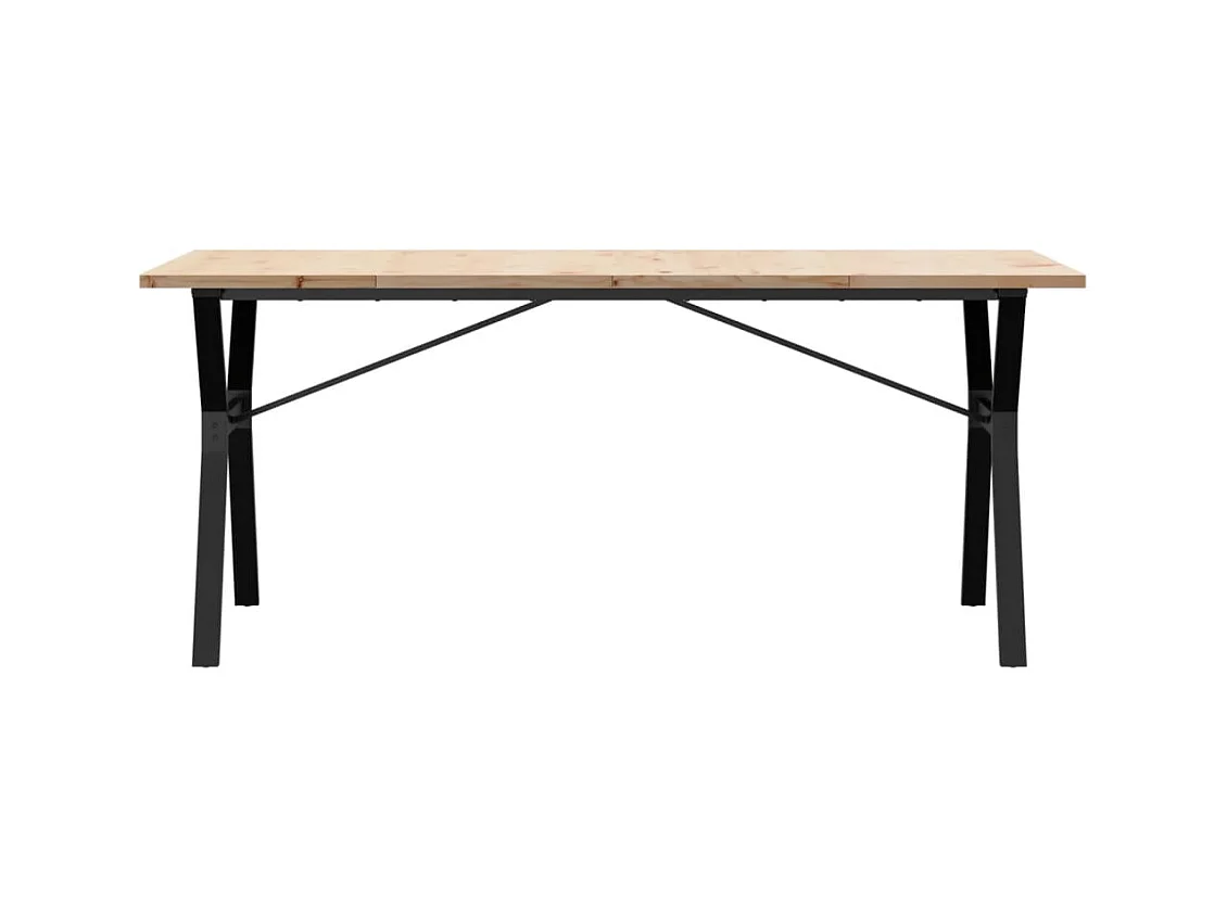 Table à manger cadre en Y 180x90x75,5 cm bois pin massif acier