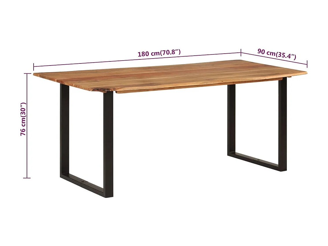 Mesa de comedor 180x90x76 cm Madera maciza de acacia