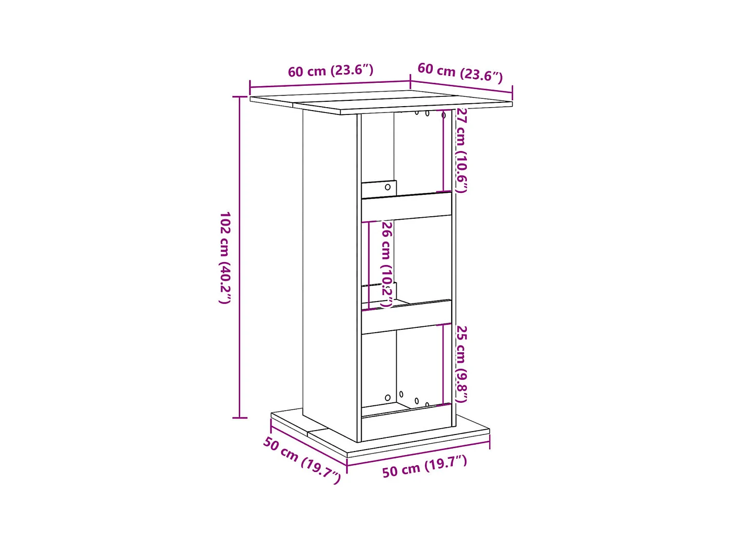 Table de bar avec rangement chêne artisanal bois d’ingénierie