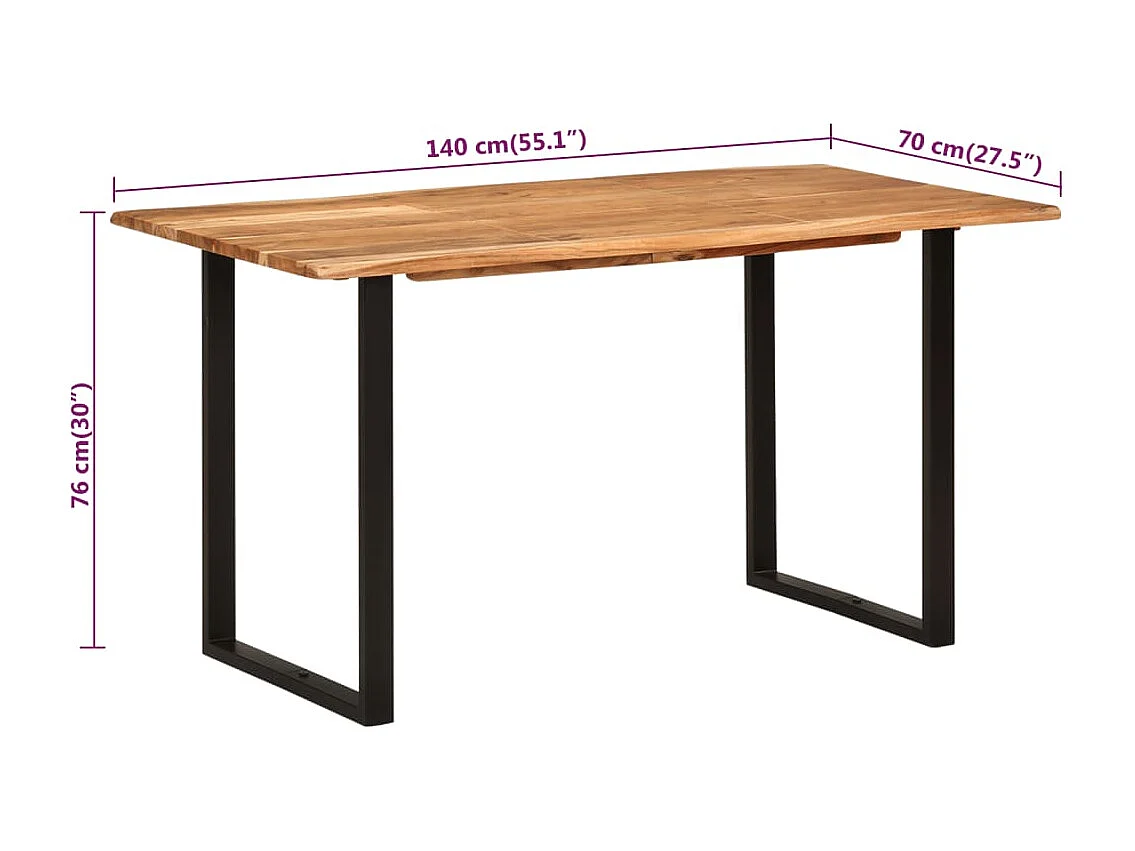 Mesa de comedor 140x70x76 cm Madera maciza de acacia