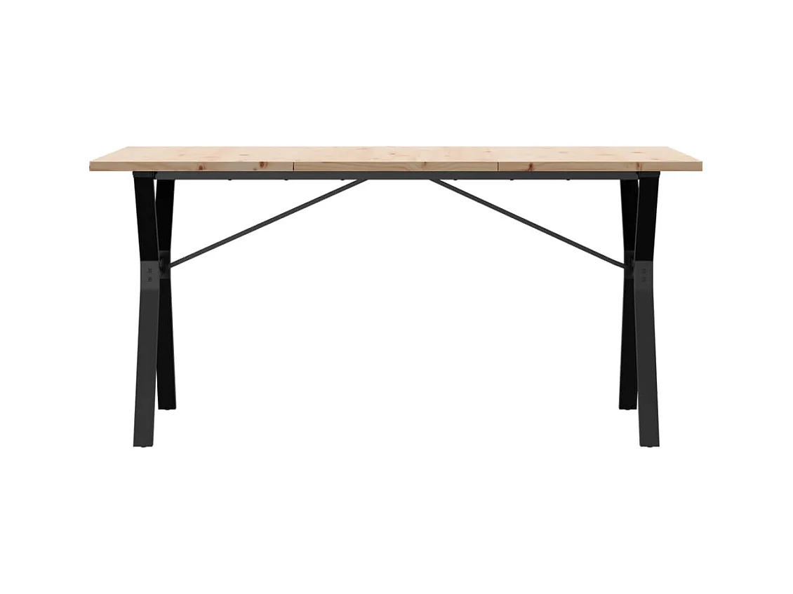Table à manger cadre en Y 140x80x75,5 cm bois pin massif acier