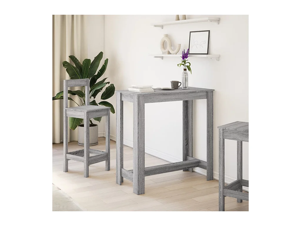 Table de bar sonoma gris 102x50x103,5 cm bois d'ingénierie