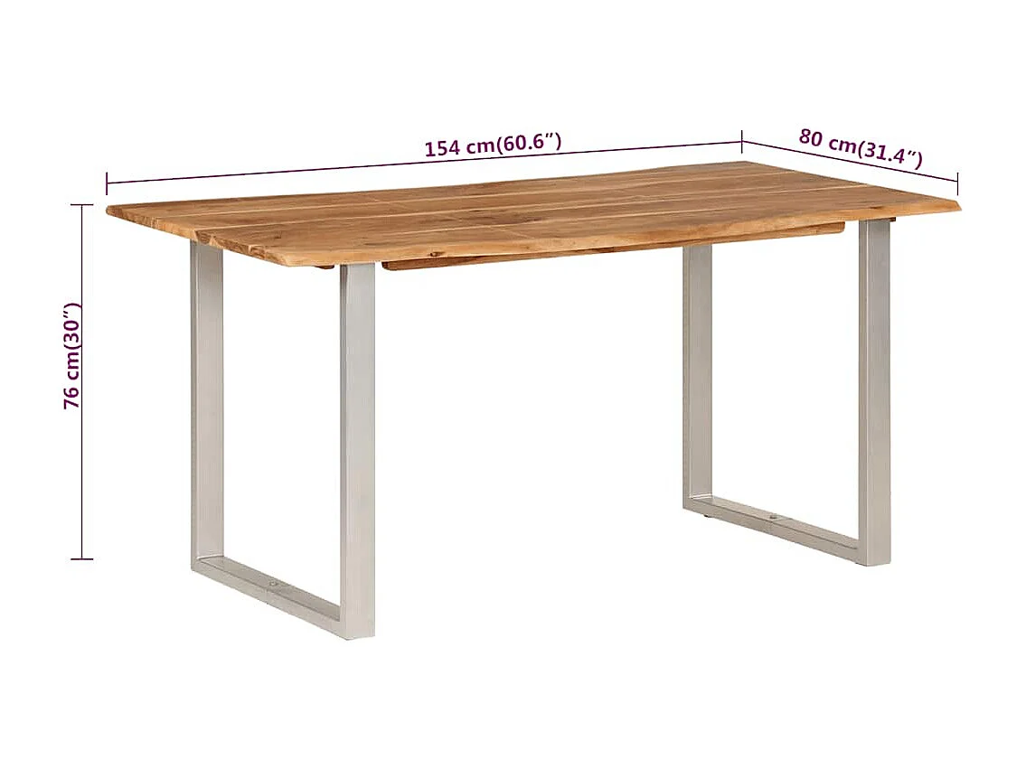 Mesa de comedor 154x80x76 cm Madera maciza de acacia