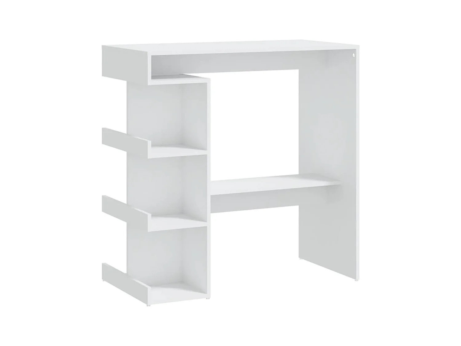 Table de bar avec étagère de rangement Blanc Bois d'ingénierie