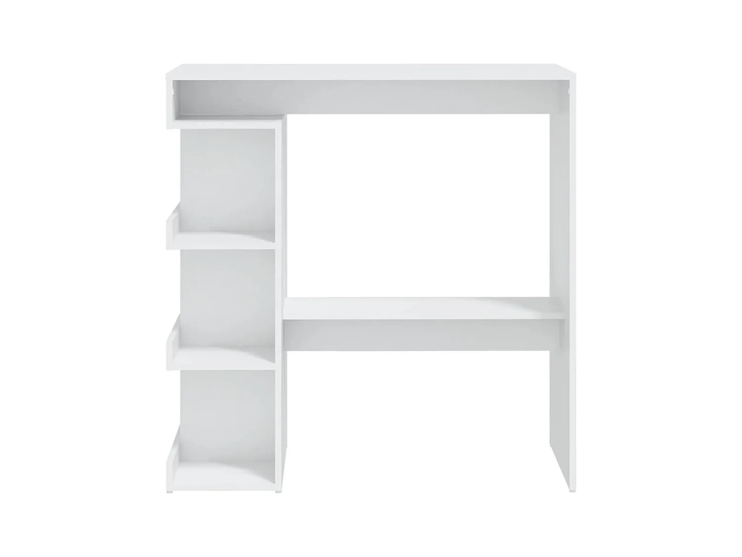 Table de bar avec étagère de rangement Blanc Bois d'ingénierie