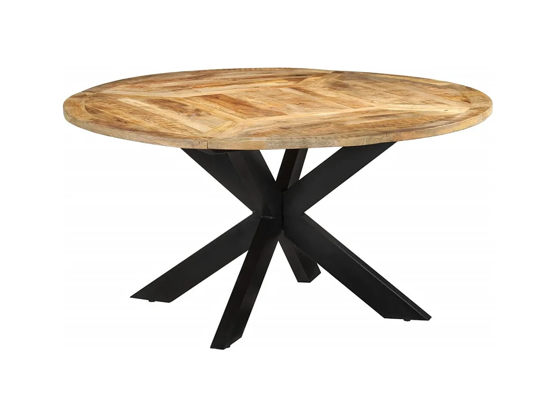 Table à dîner Ø150x76 cm bois de manguier massif brut