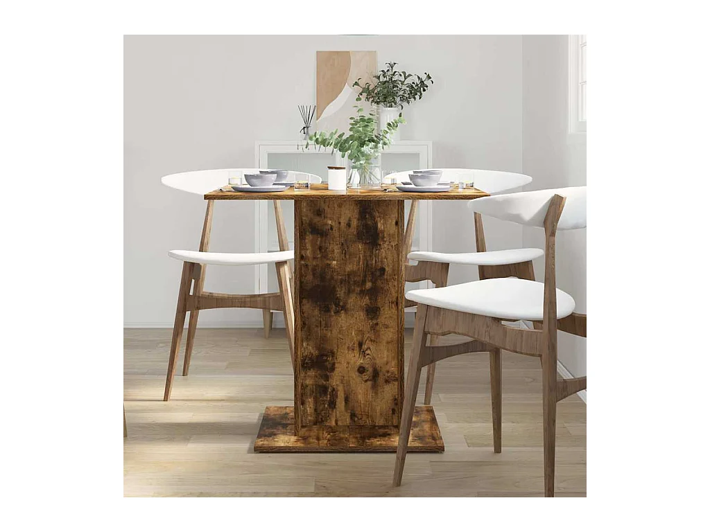 Table à dîner Chêne fumé 80x80x75 cm Bois d'ingénierie