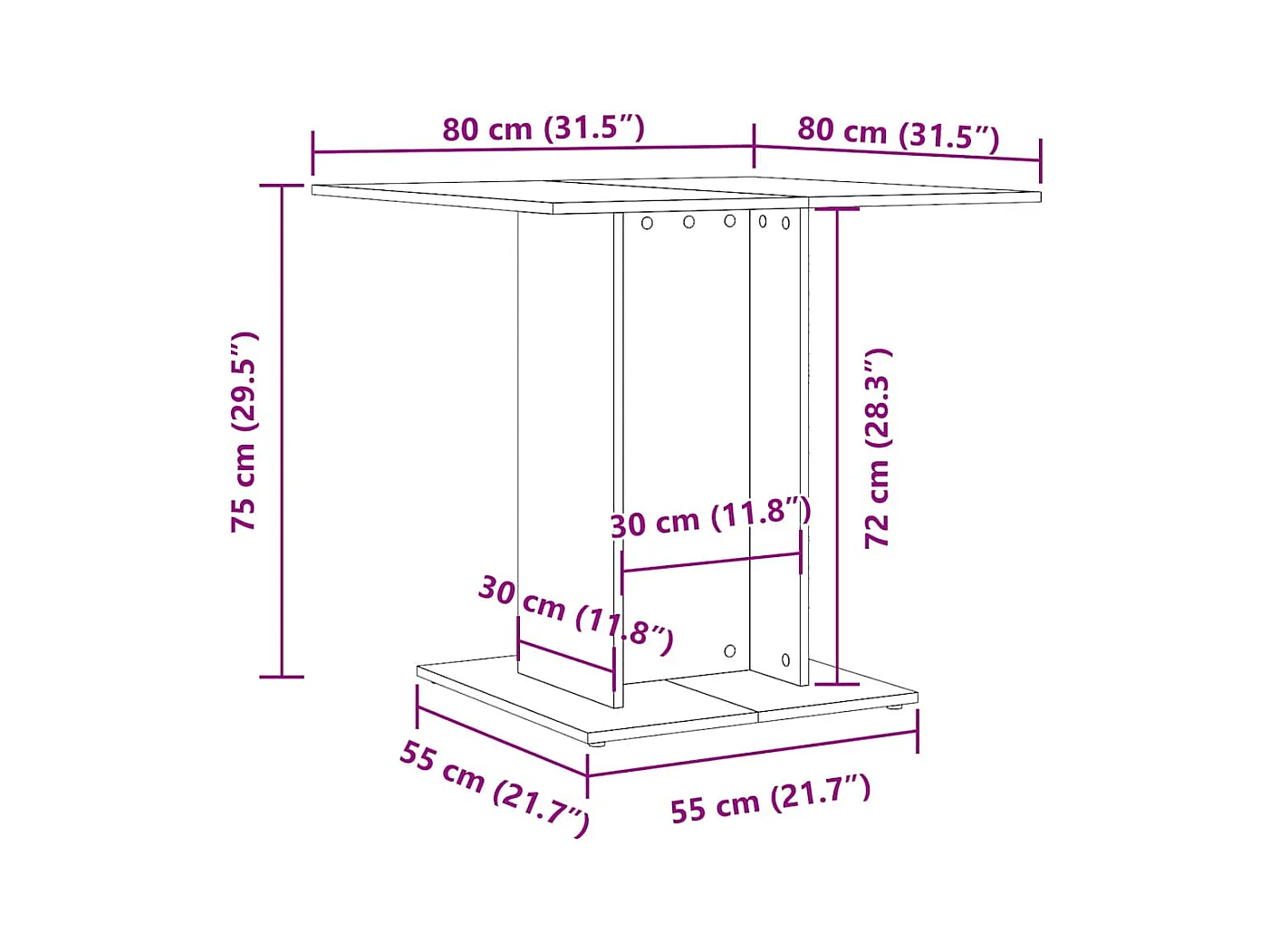 Table à dîner Chêne fumé 80x80x75 cm Bois d'ingénierie
