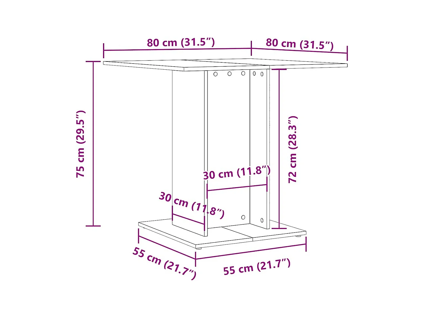 Table à dîner Chêne fumé 80x80x75 cm Bois d'ingénierie