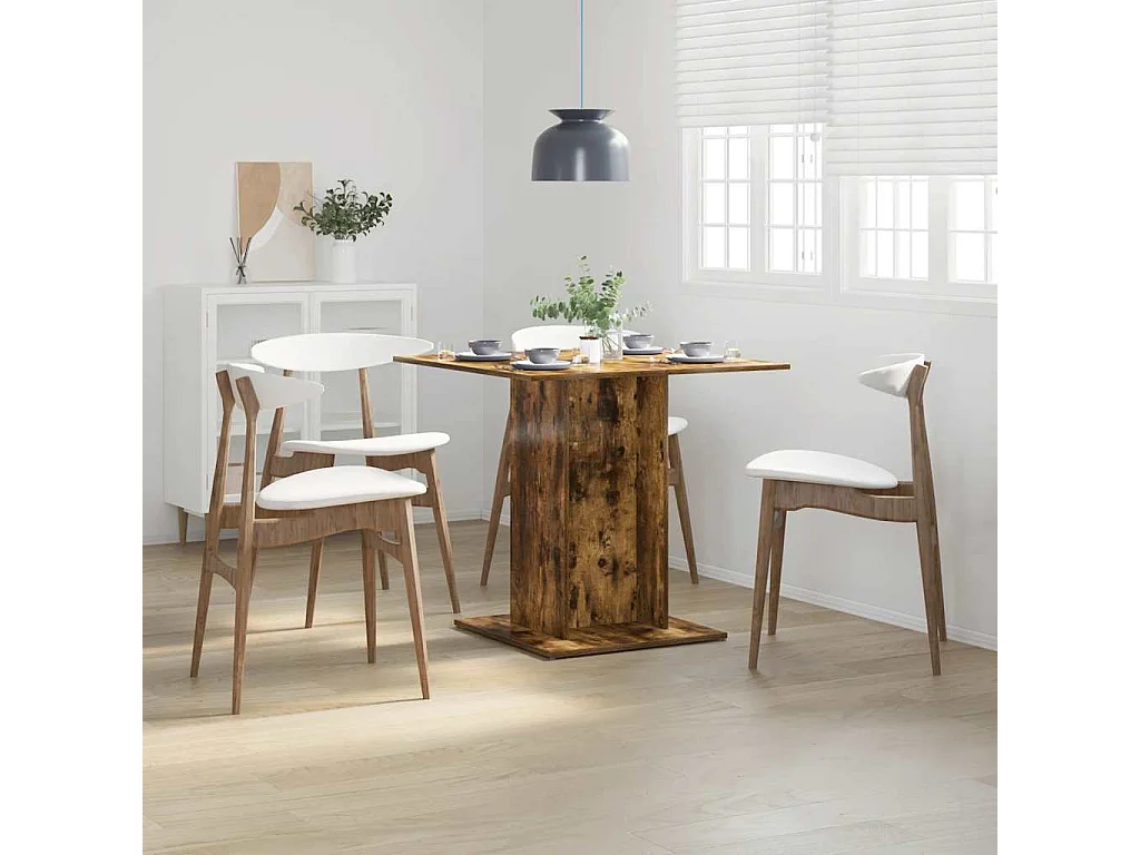 Mesa de comedor de roble ahumado 80x80x75 cm Madera de ingeniería