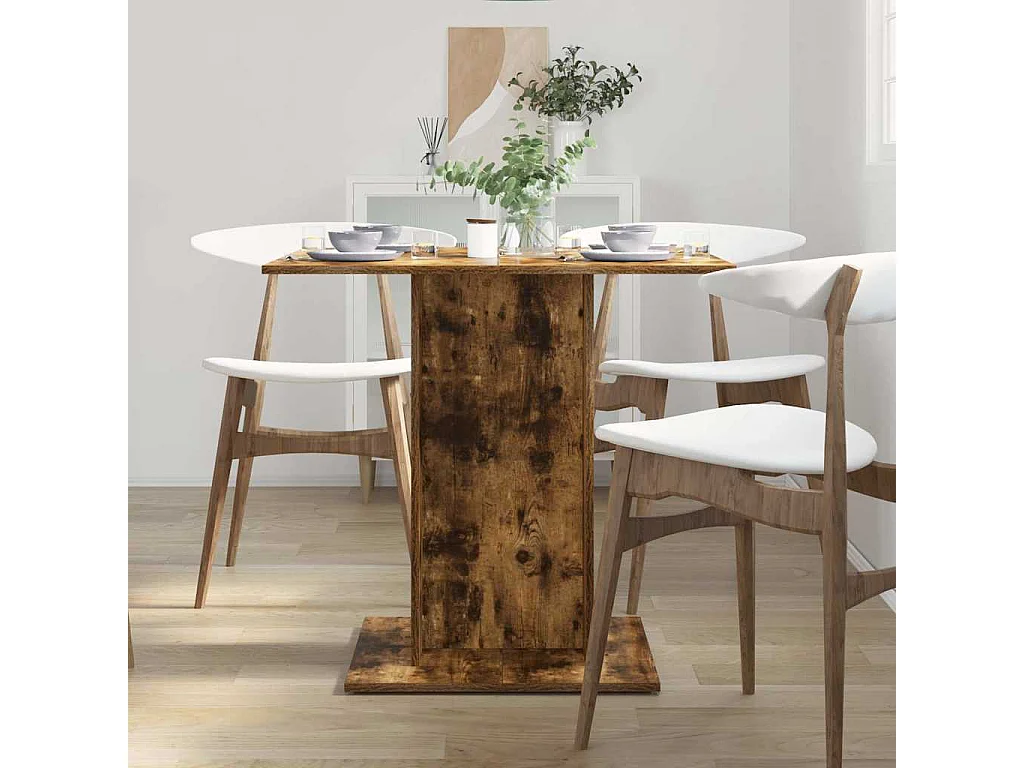 Mesa de comedor de roble ahumado 80x80x75 cm Madera de ingeniería