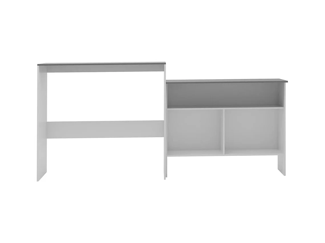 Table de bar avec 2 dessus de table Blanc et gris 130x40x120 cm