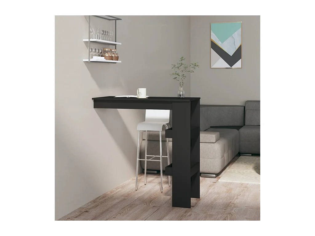 Table de bar murale Noir 102x45x103,5 cm Bois d'ingénierie