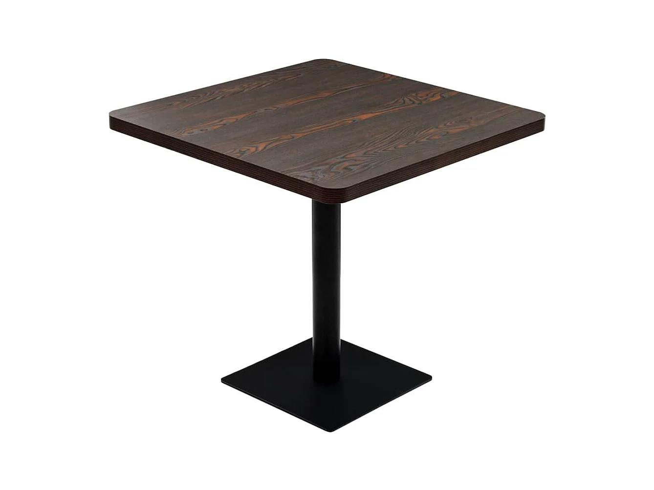 Table de bistro MDF et acier Carré 80 x 80 x 75 cm Frêne foncé