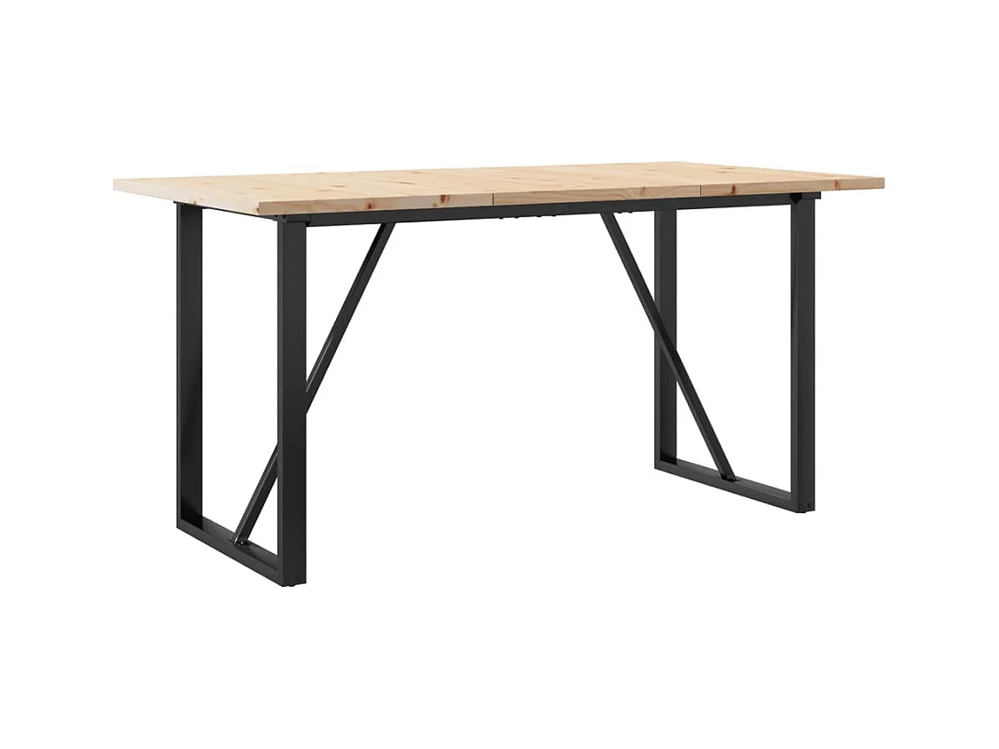 Table à manger cadre en O 140x80x75,5 cm bois pin massif acier