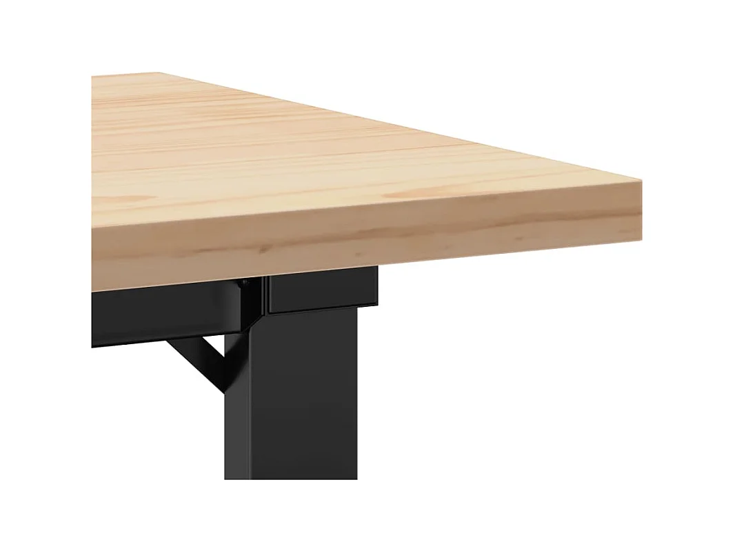 Table basse cadre en O 90x40x45,5cm bois de pin massif et acier