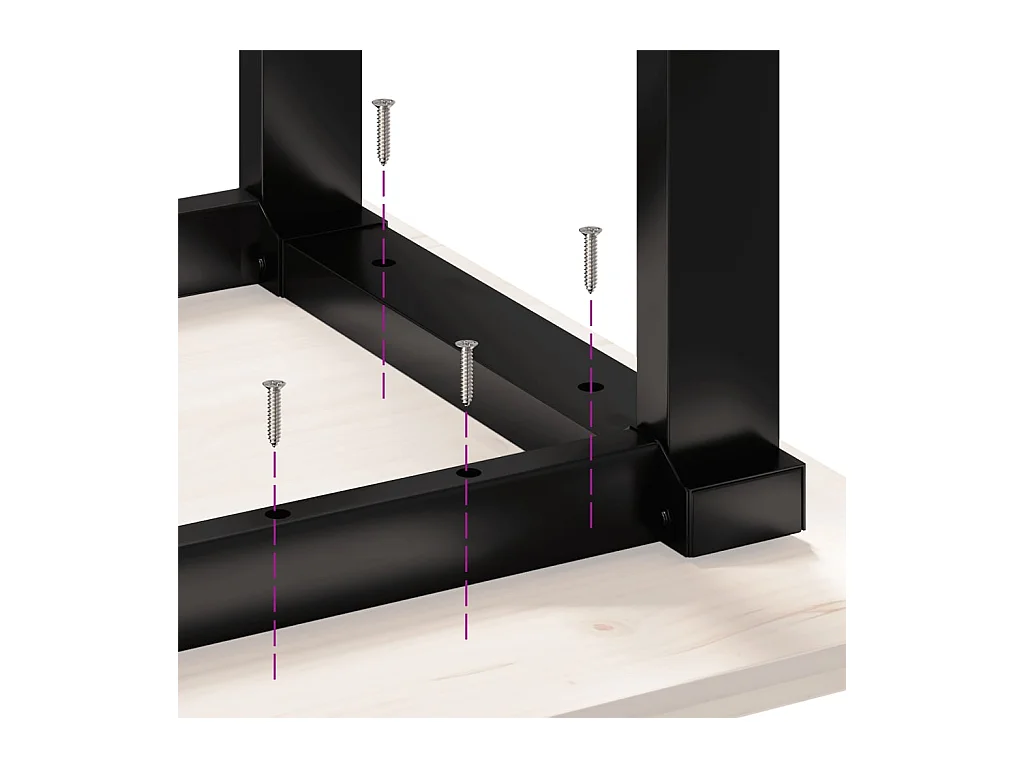 Table basse cadre en O 90x40x45,5cm bois de pin massif et acier