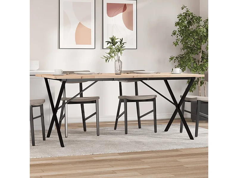 Mesa de comedor con estructura en X 180x90x75,5 cm madera maciza de pino acero