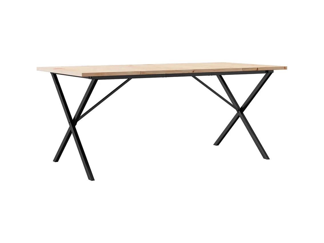Table à manger cadre en X 180x90x75,5 cm bois pin massif acier