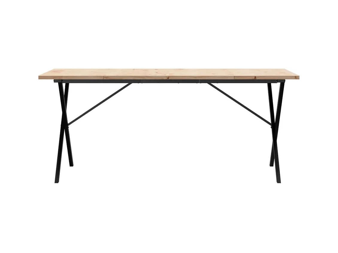 Table à manger cadre en X 180x90x75,5 cm bois pin massif acier