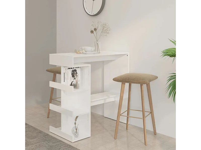 Bartafel met opbergplank, glanzend wit, 100 x 50 x 101,5 cm