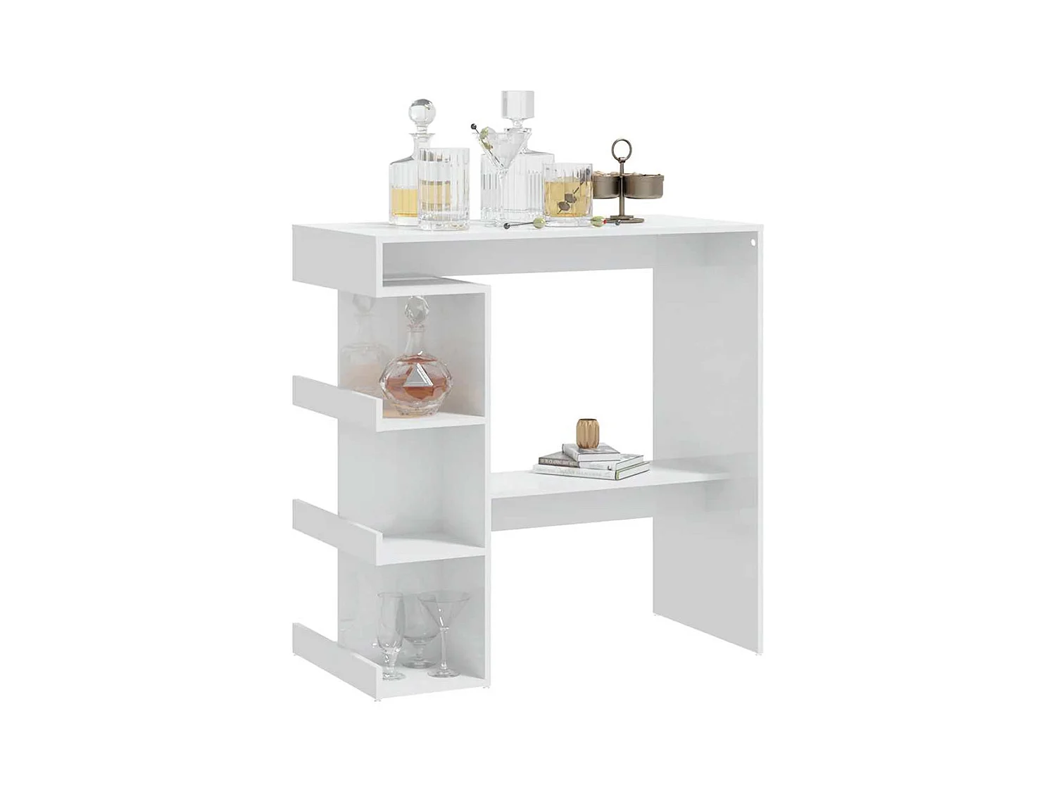 Table de bar étagère de rangement Blanc brillant 100x50x101,5cm