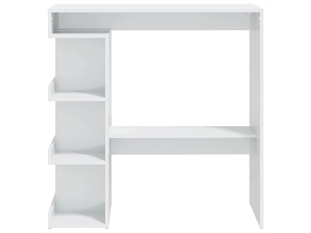 Mesa de bar con estante de almacenamiento, blanco brillante, 100 x 50 x 101,5 cm