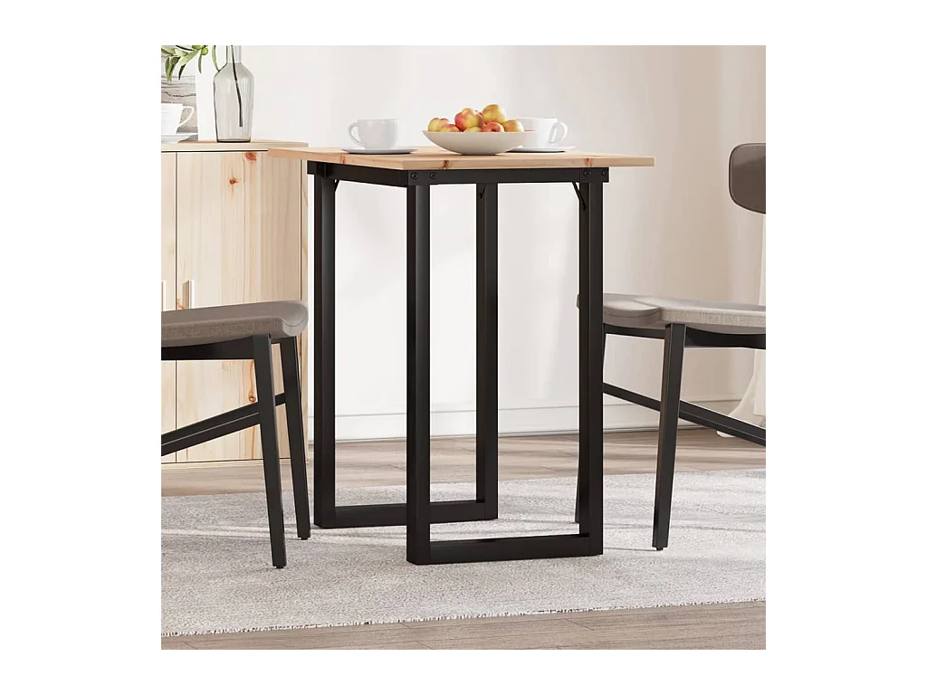 Table à manger cadre en O 80x50x75 cm bois de pin massif acier