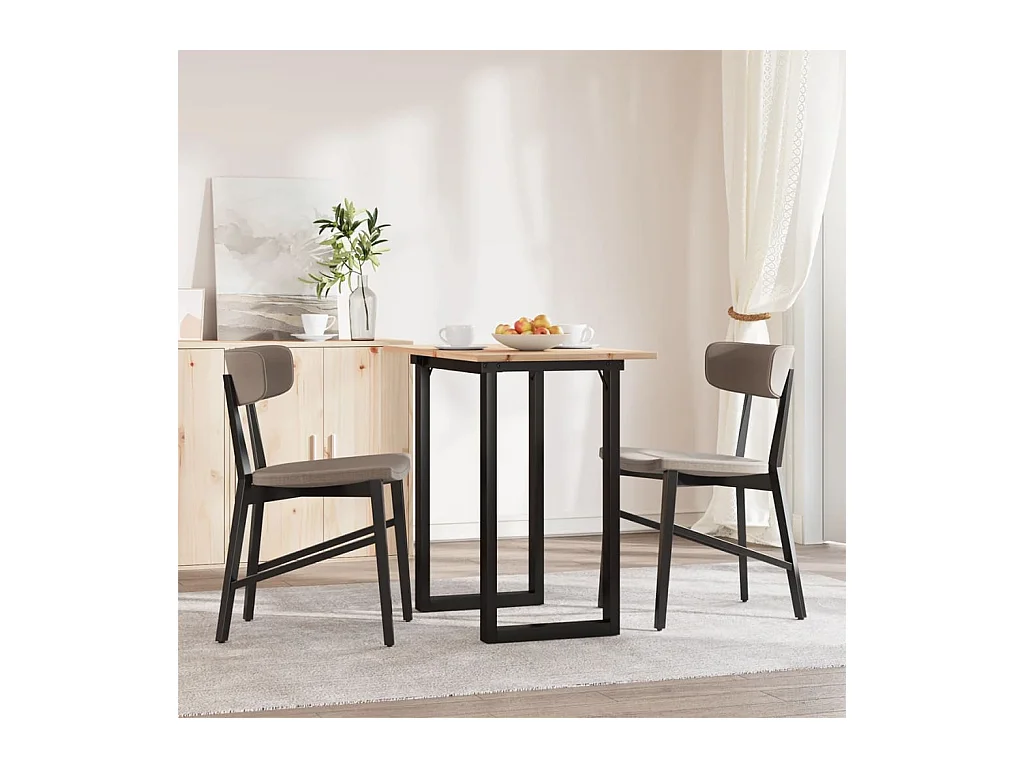 Table à manger cadre en O 80x50x75 cm bois de pin massif acier