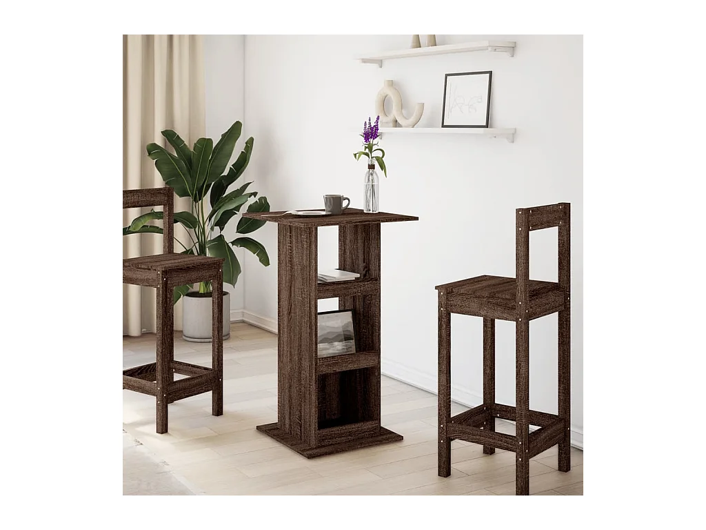 Table de bar avec rangement chêne marron bois d’ingénierie