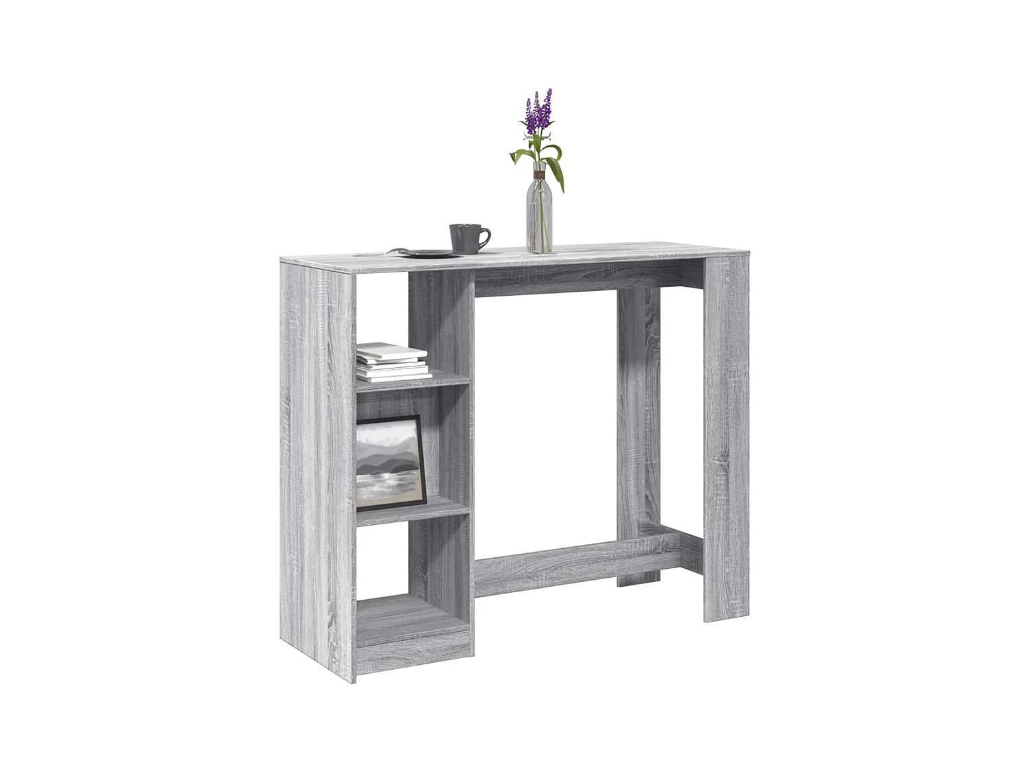 Table de bar avec étagère sonoma gris bois d'ingénierie