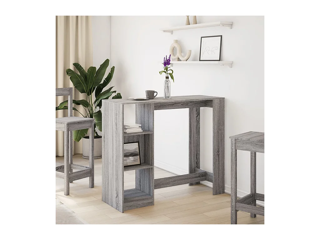 Table de bar avec étagère sonoma gris bois d'ingénierie