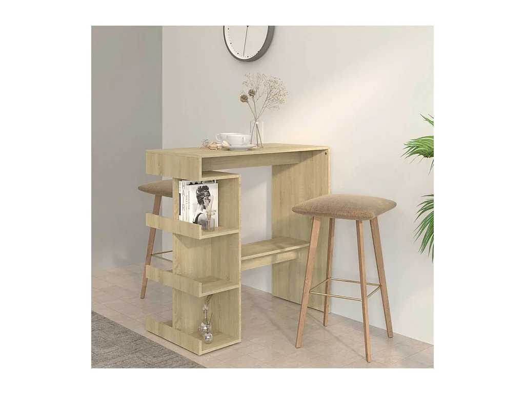 Table de bar étagère de rangement Chêne sonoma Bois ingénierie