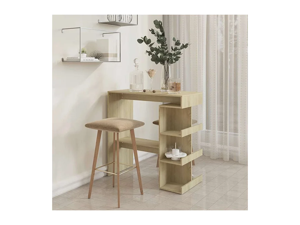 Table de bar étagère de rangement Chêne sonoma Bois ingénierie