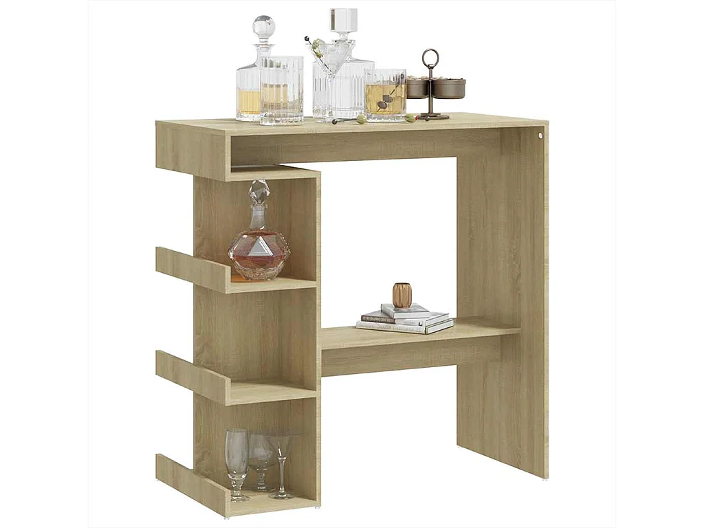 Mesa de bar con estante de almacenamiento Roble Sonoma Madera de ingeniería