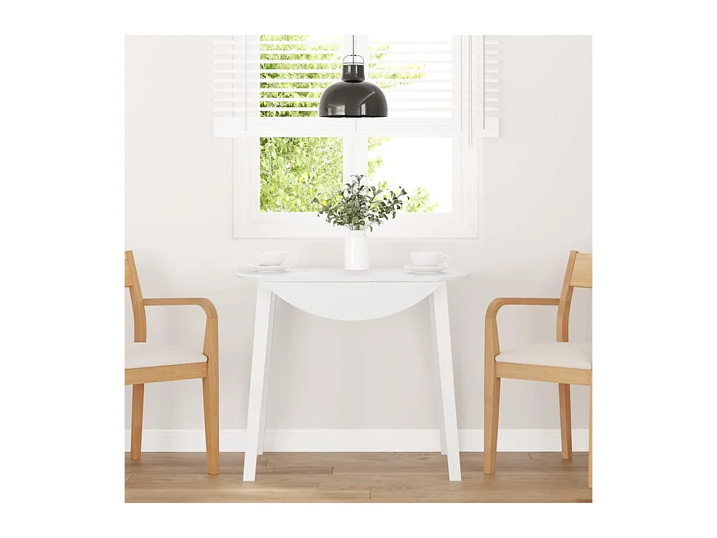 Table à manger blanc bois massif et caoutchouc